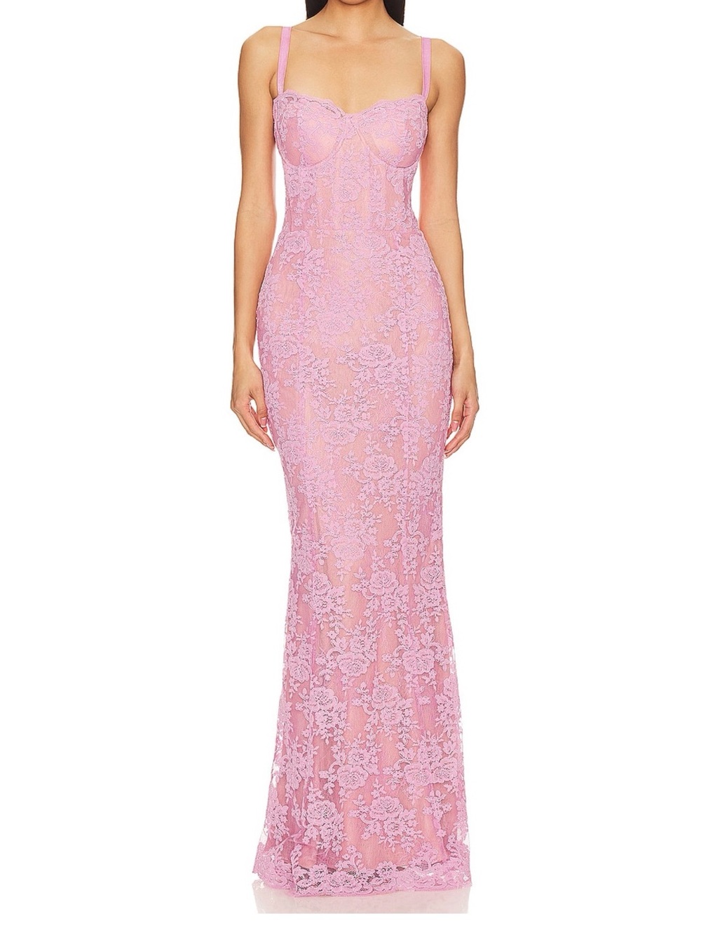 V. Chapman Ruby Gown in Begonia Pink Lace